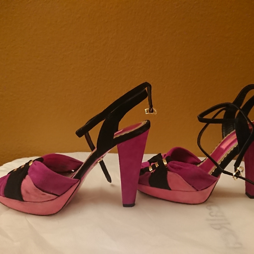 BETSEY JOHNSON Pink Purple Black Platform Sandals - Picture 3 of 11
